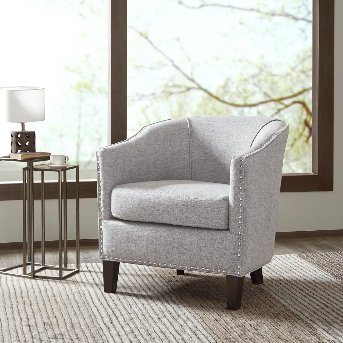 Madison Park Fremont Cream Barrel Arm Chair