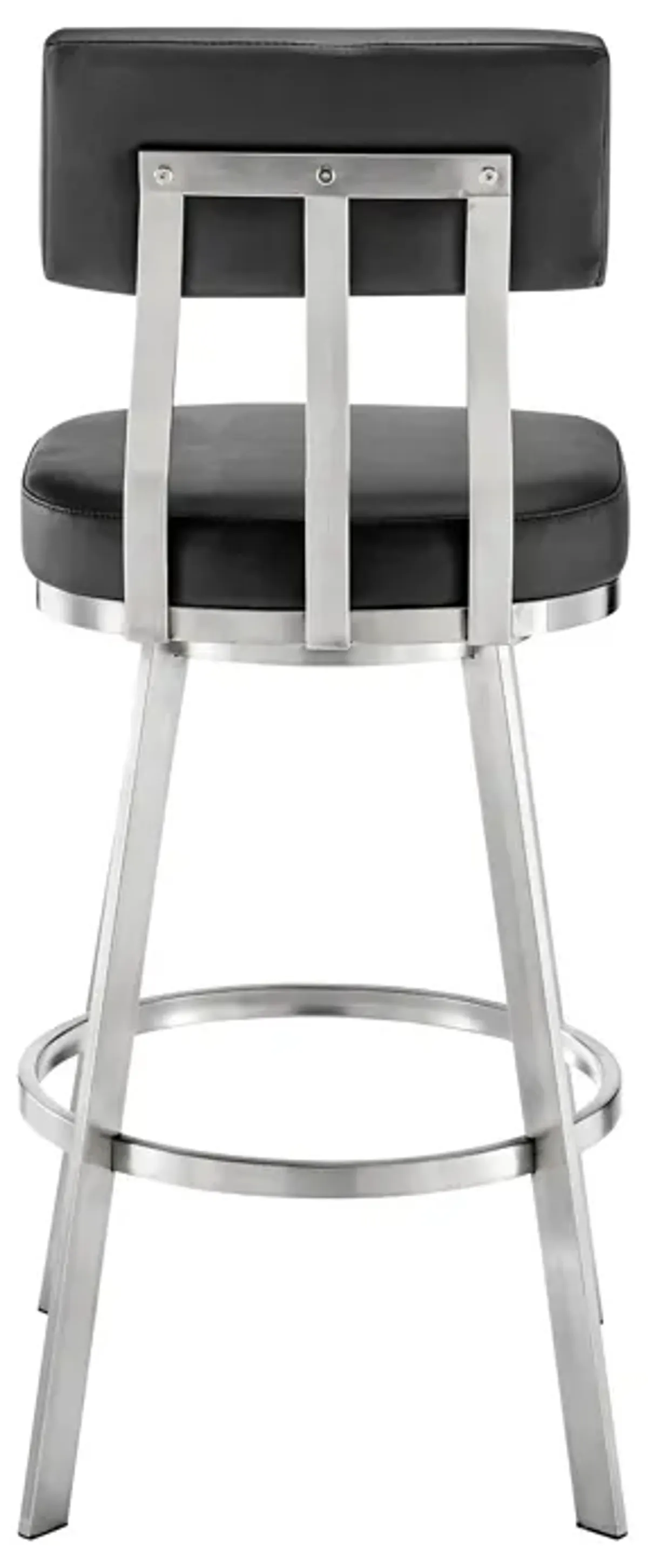 Jinab Swivel Counter Stool in Brushed Stainless Steel with Black Faux Leather