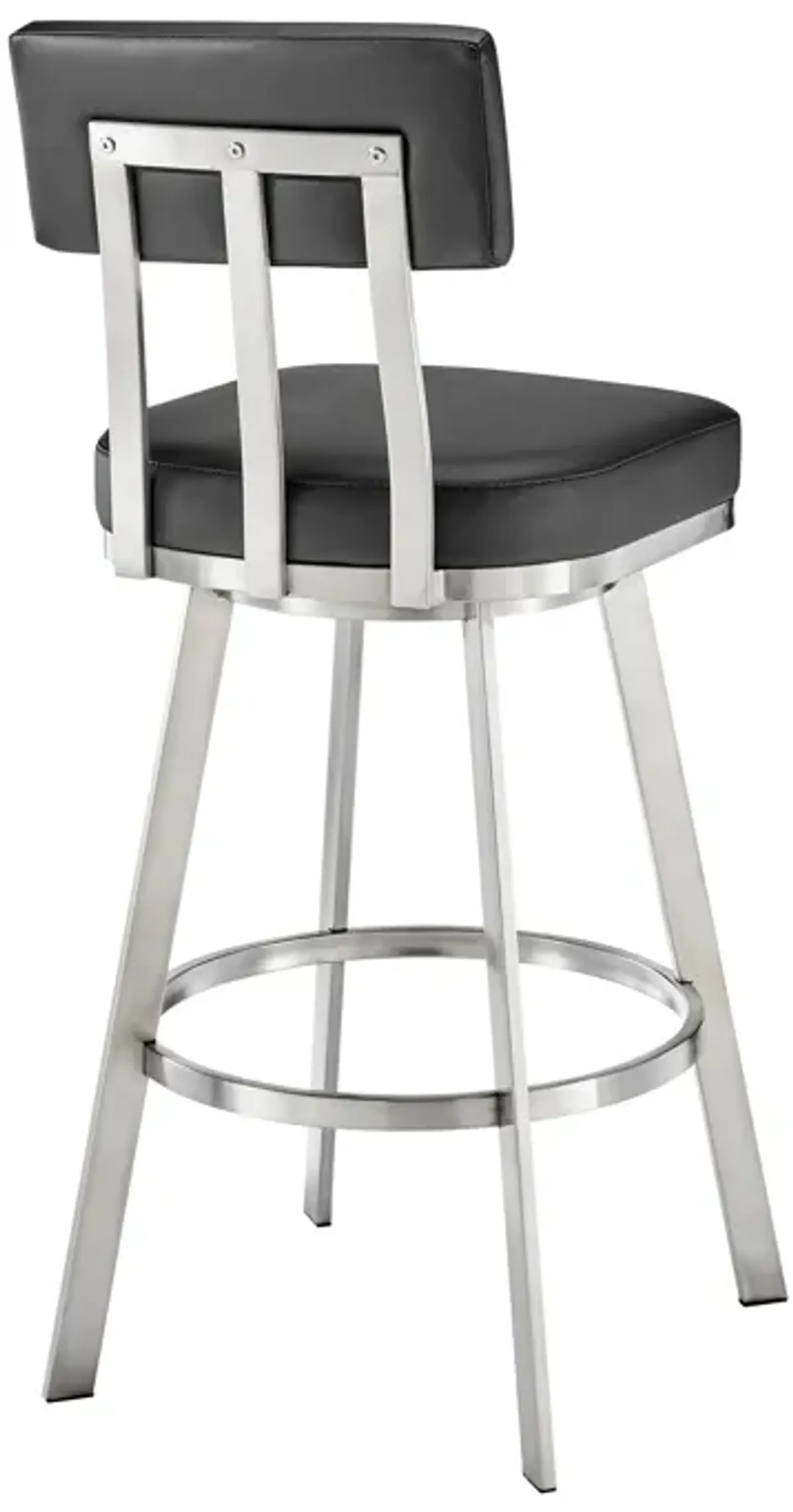 Jinab Swivel Counter Stool in Brushed Stainless Steel with Black Faux Leather