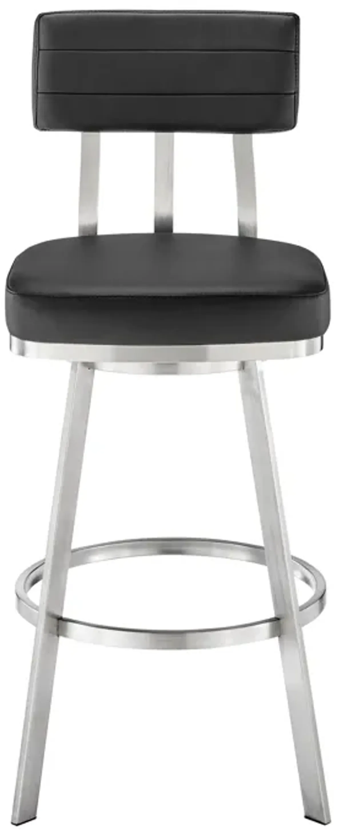 Jinab Swivel Counter Stool in Brushed Stainless Steel with Black Faux Leather