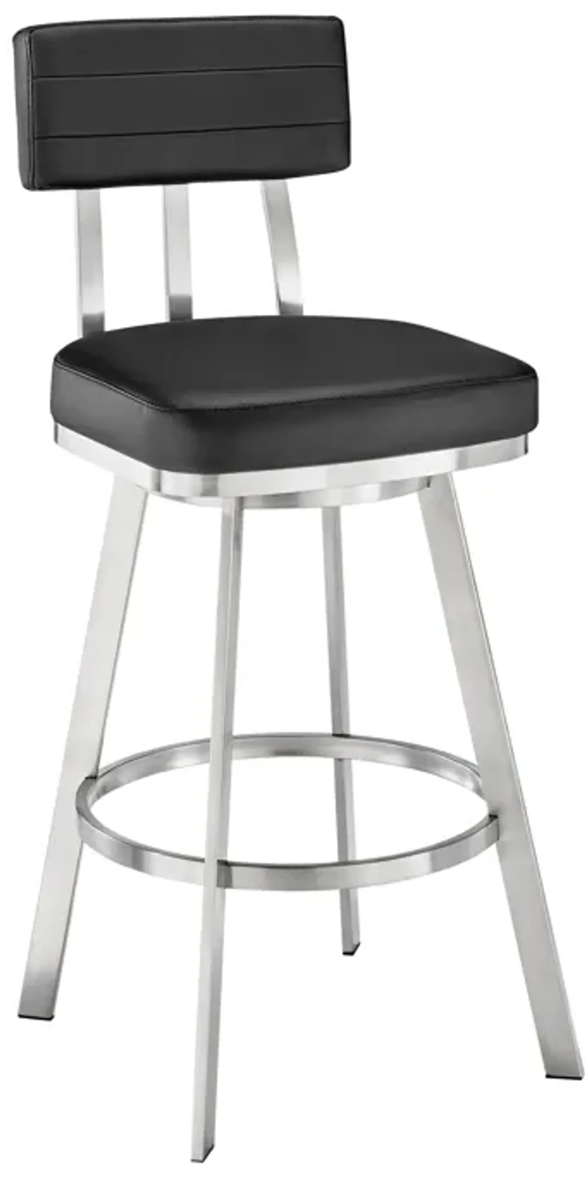 Jinab Swivel Counter Stool in Brushed Stainless Steel with Black Faux Leather