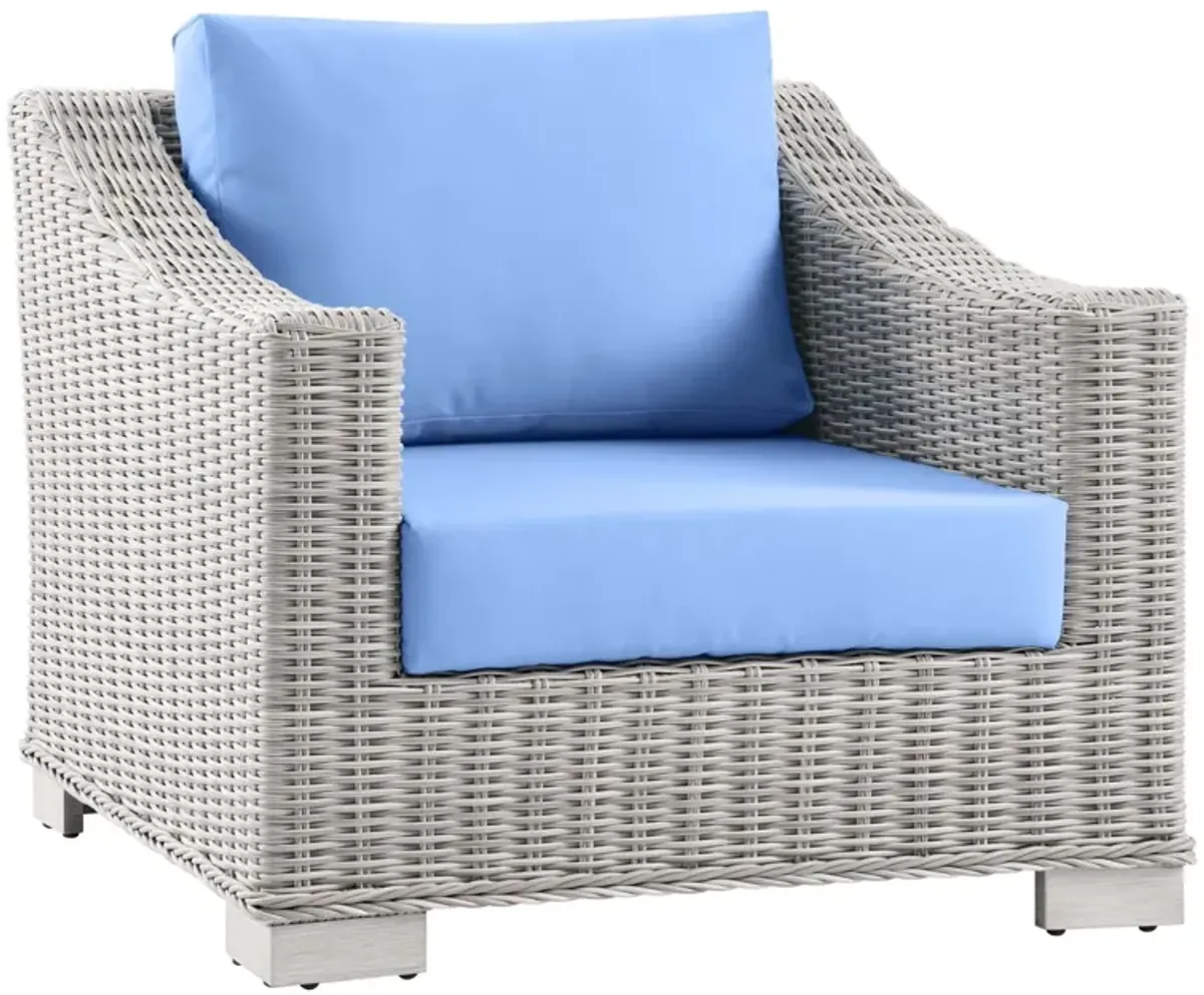 Conway Outdoor Patio Wicker Rattan 2-Piece Armchair and Ottoman Set