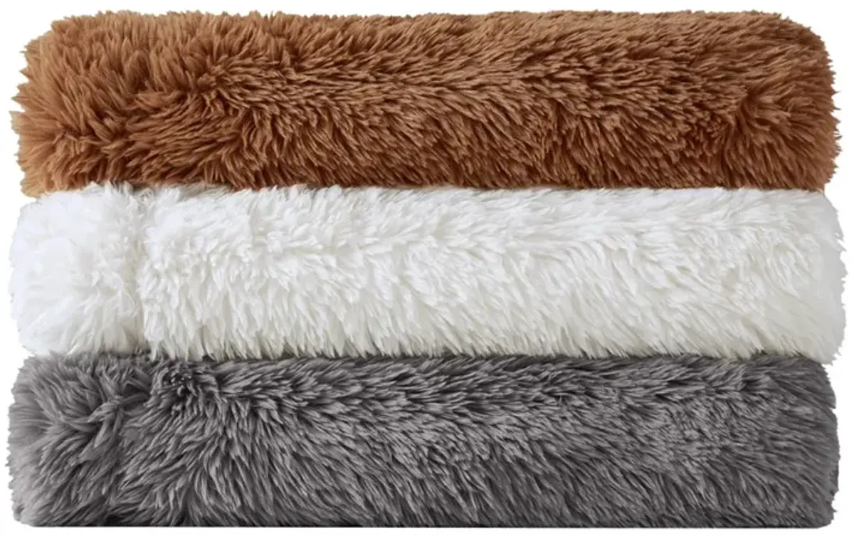 Madison Park Haven Ivory Faux Fur Throw 50x60"