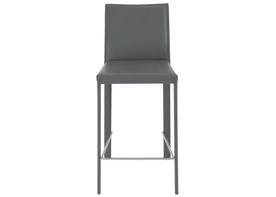 Hasina Counter Stool in Gray with Polished Stainless Steel Legs - Set of 2