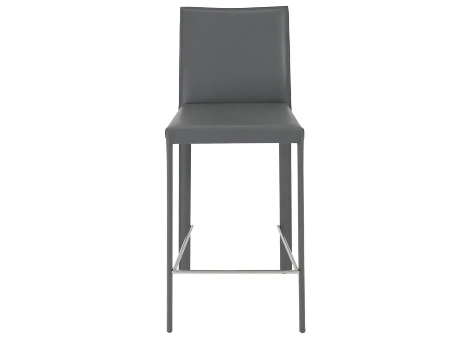 Hasina Counter Stool in Gray with Polished Stainless Steel Legs - Set of 2