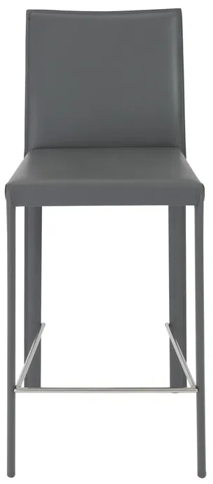 Hasina Counter Stool in Gray with Polished Stainless Steel Legs - Set of 2