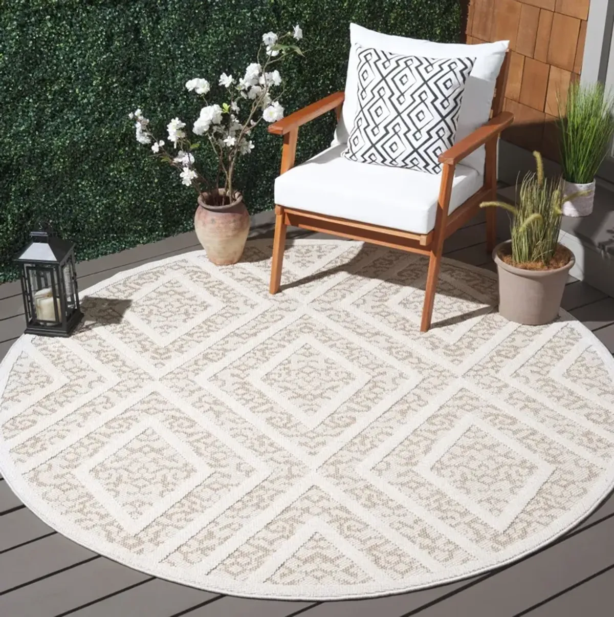 MSRO218 GLOBAL LIGHT BEIGE  6'-7' x 6'-7' Round Round Rug