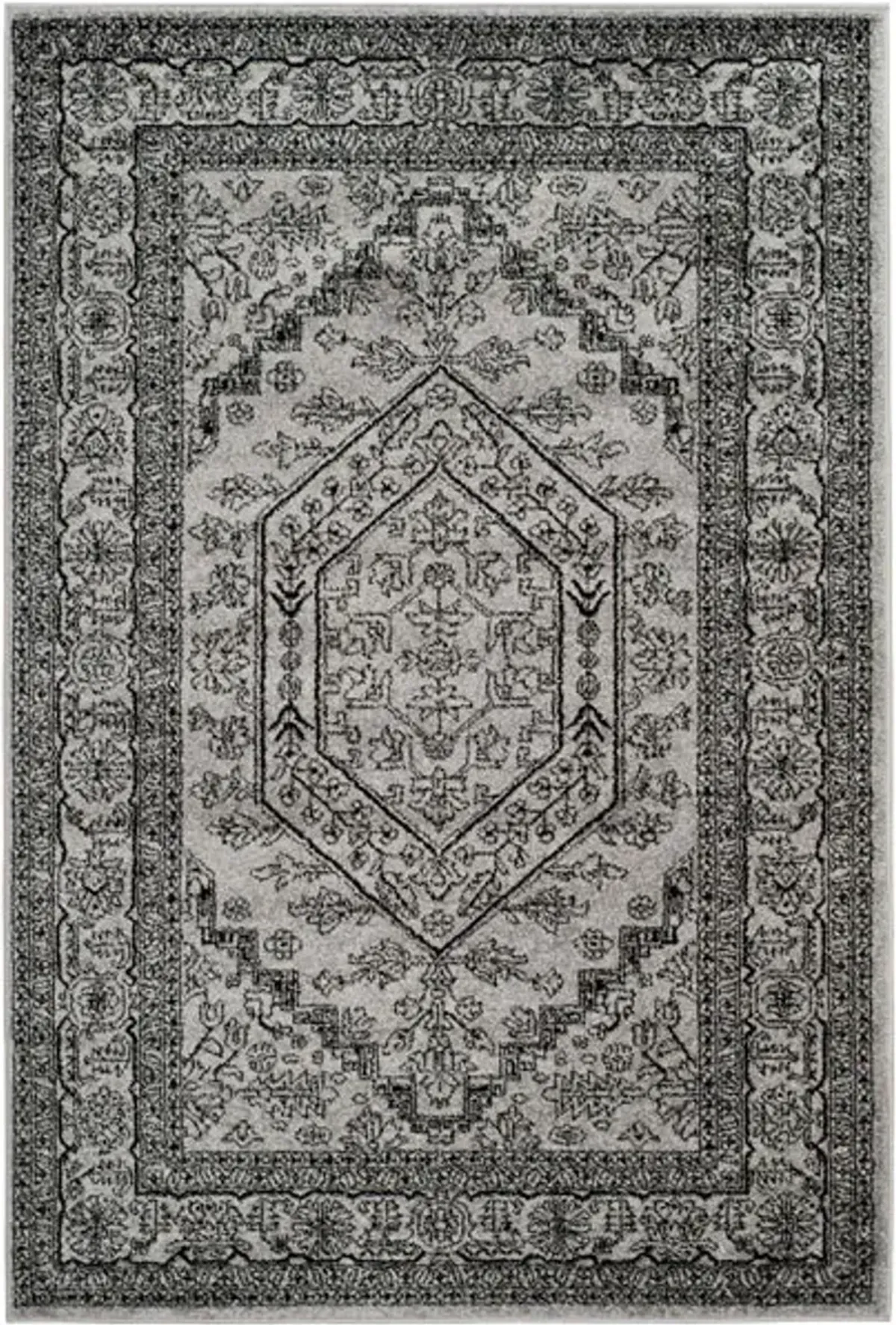 Adirondack Contemporary Silver / Black 2'-6" X 8' Powerloomed Rug