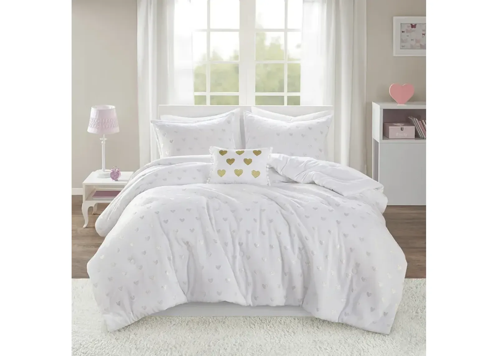 Metallic Printed Plush Comforter Set with Throw Pillow