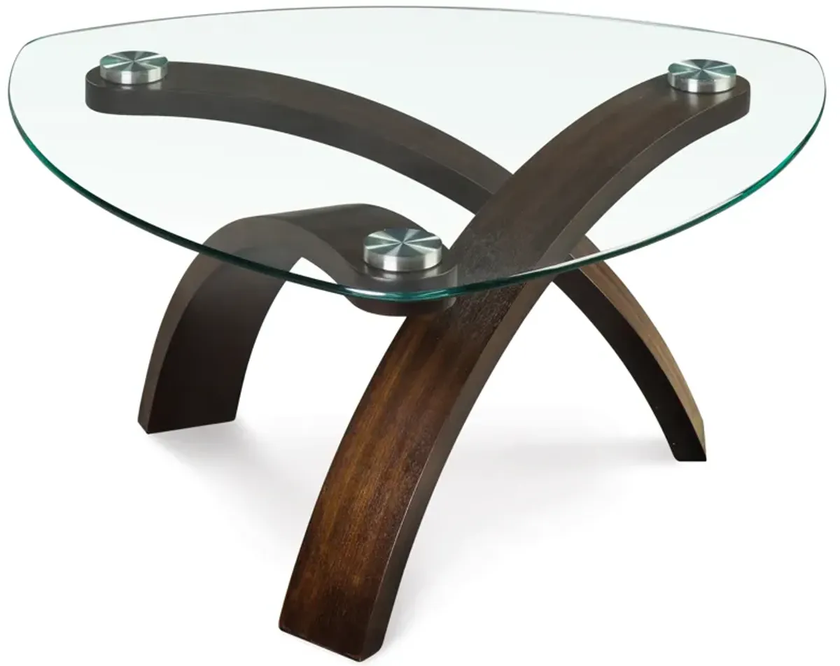 Allure Pie Shaped Glass Top Cocktail Table