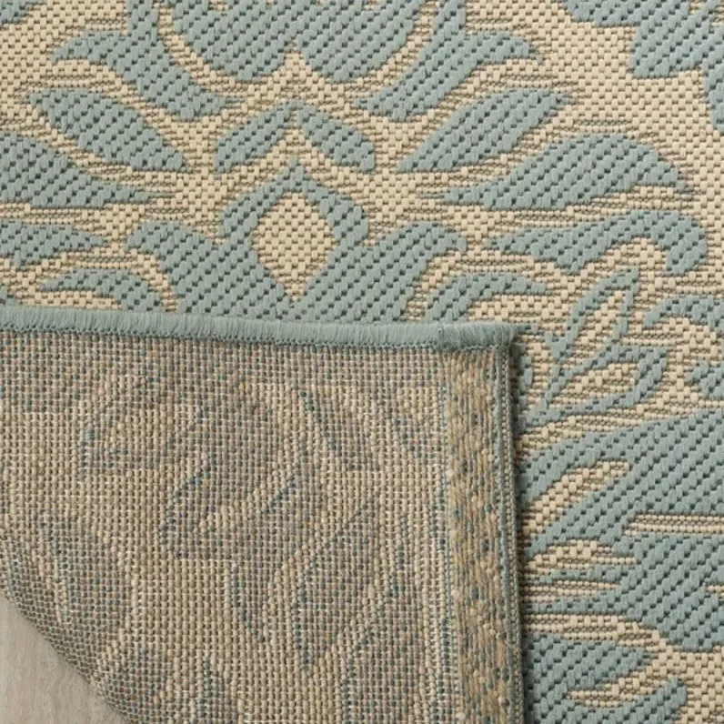 LINDEN 135 Collection LND135L-5 Cream / Aqua 5'-3" X 7'-6"