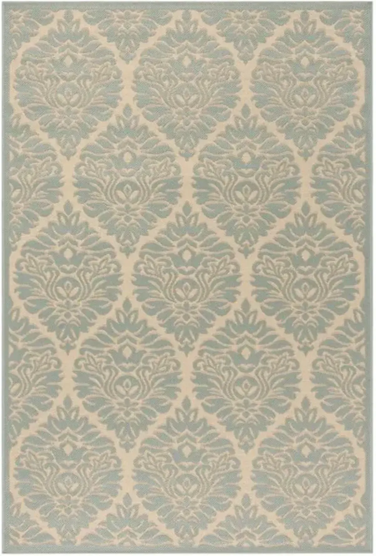 LINDEN 135 Collection LND135L-5 Cream / Aqua 5'-3" X 7'-6"