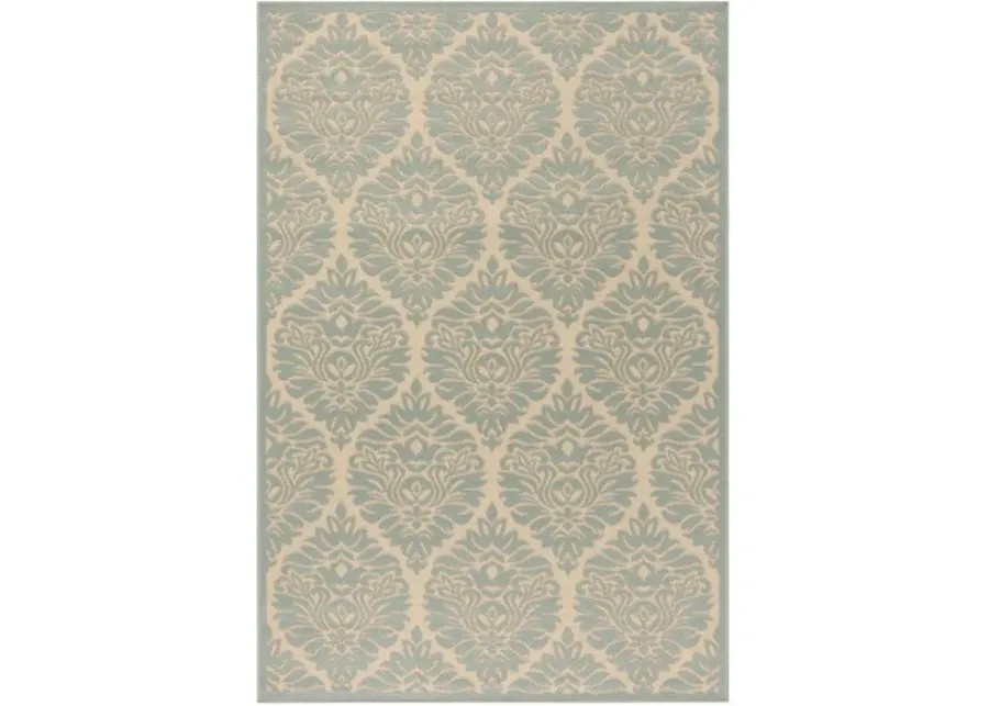 LINDEN 135 Collection LND135L-5 Cream / Aqua 5'-3" X 7'-6"