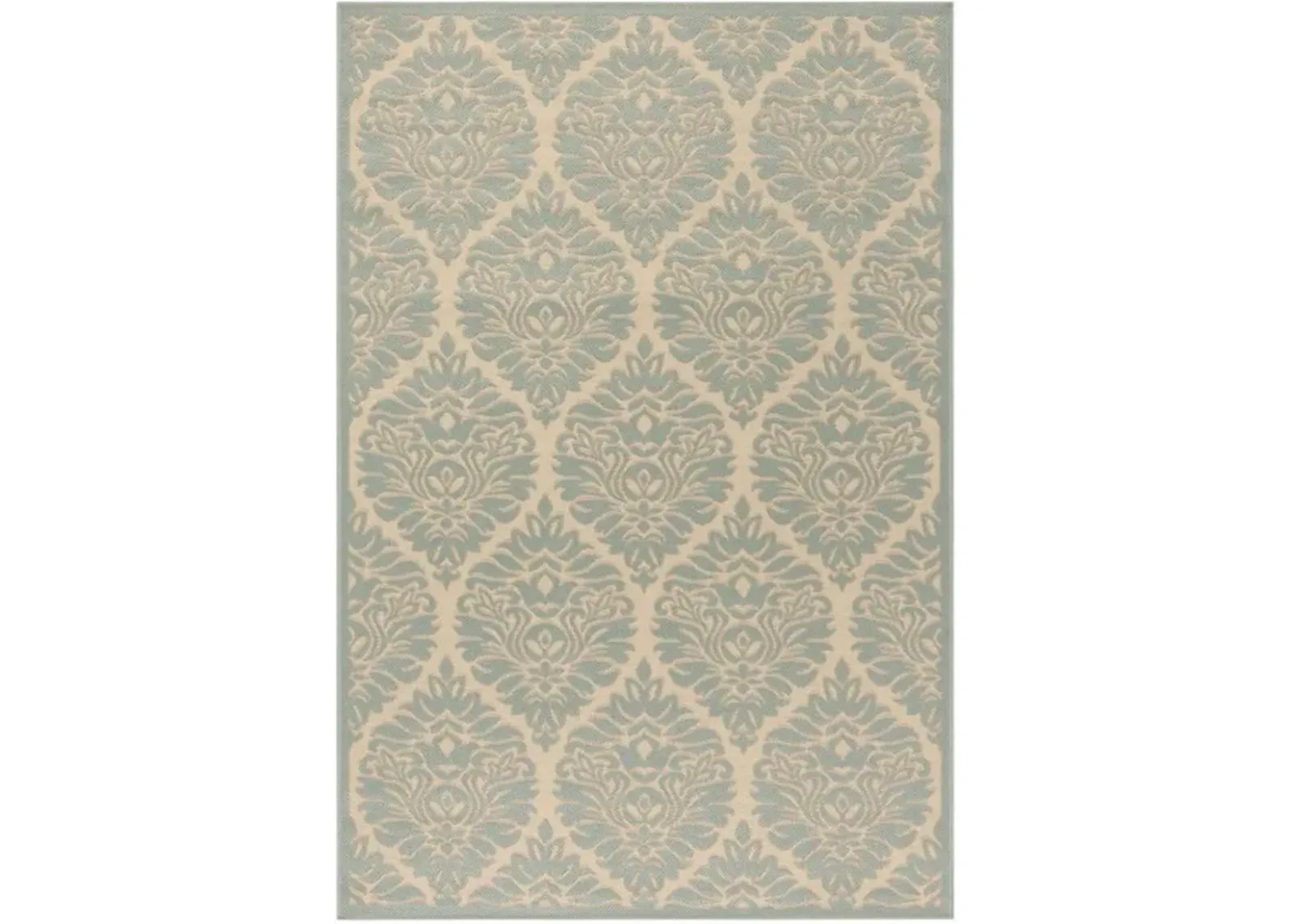 LINDEN 135 Collection LND135L-5 Cream / Aqua 5'-3" X 7'-6"