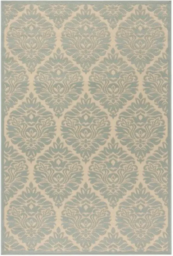 LINDEN 135 Collection LND135L-5 Cream / Aqua 5'-3" X 7'-6"