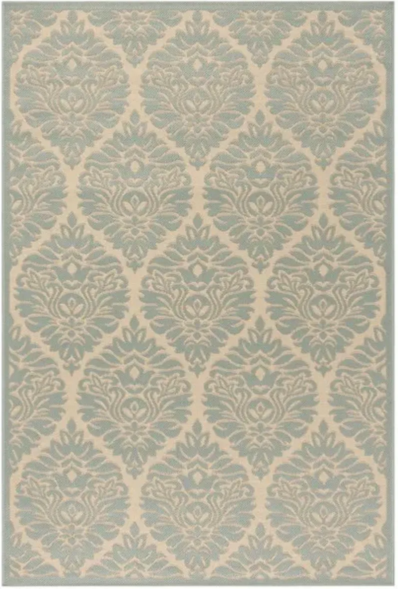 LINDEN 135 Collection LND135L-5 Cream / Aqua 5'-3" X 7'-6"