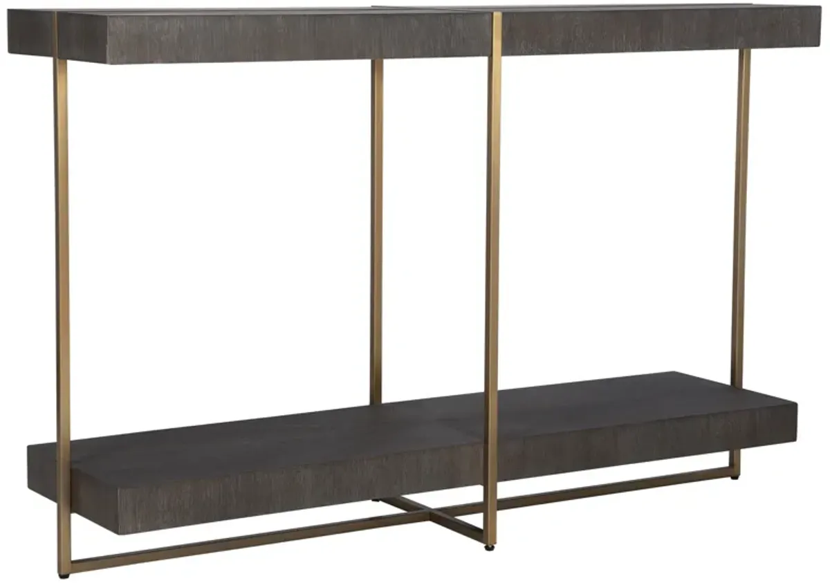 Taja Modern Brass / Wood Console Table