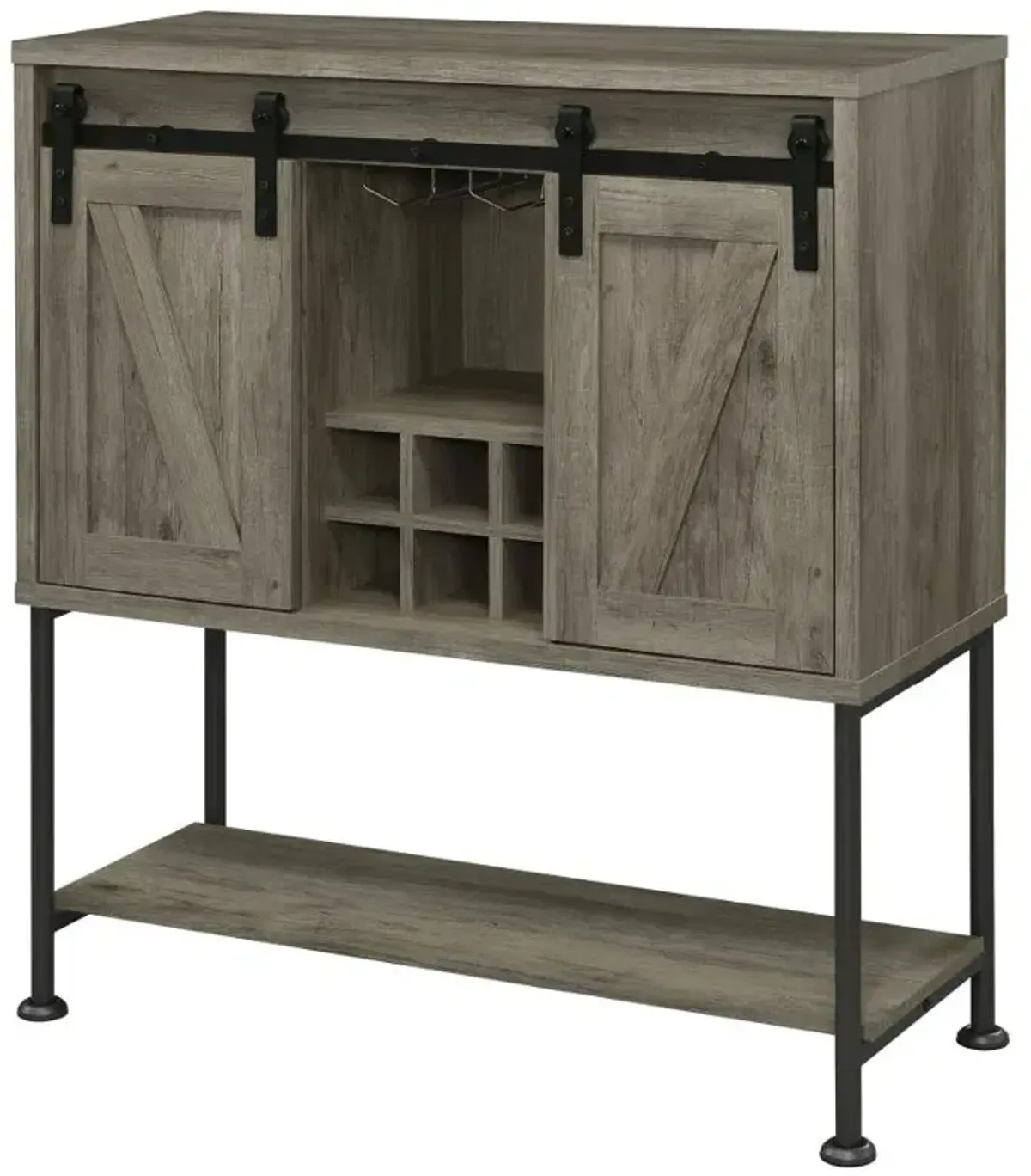 Claremont Sliding Door Bar Cabinet with Lower Shelf Grey Driftwood