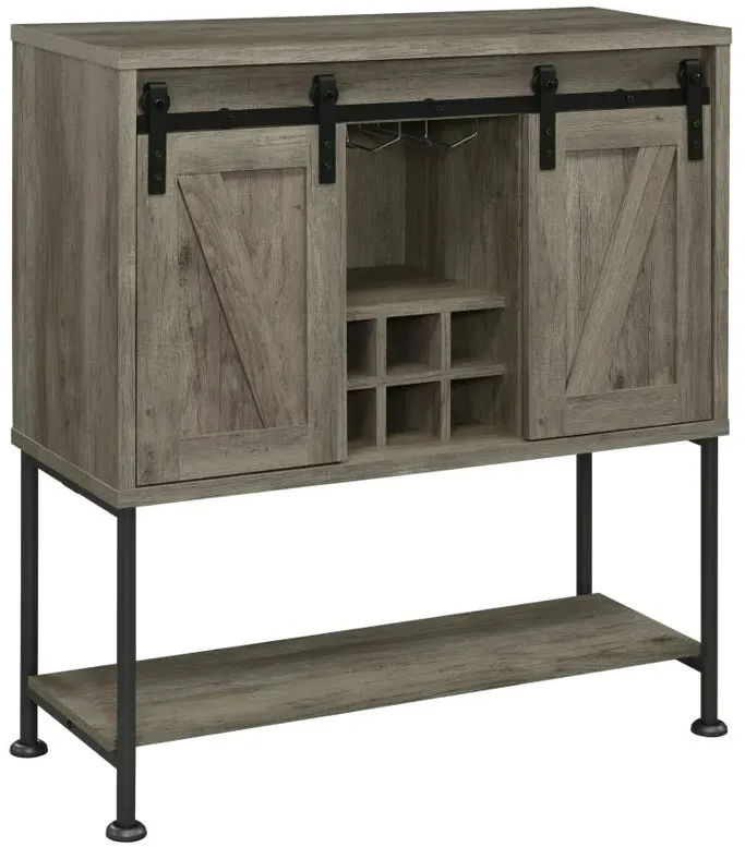 Claremont Sliding Door Bar Cabinet with Lower Shelf Grey Driftwood