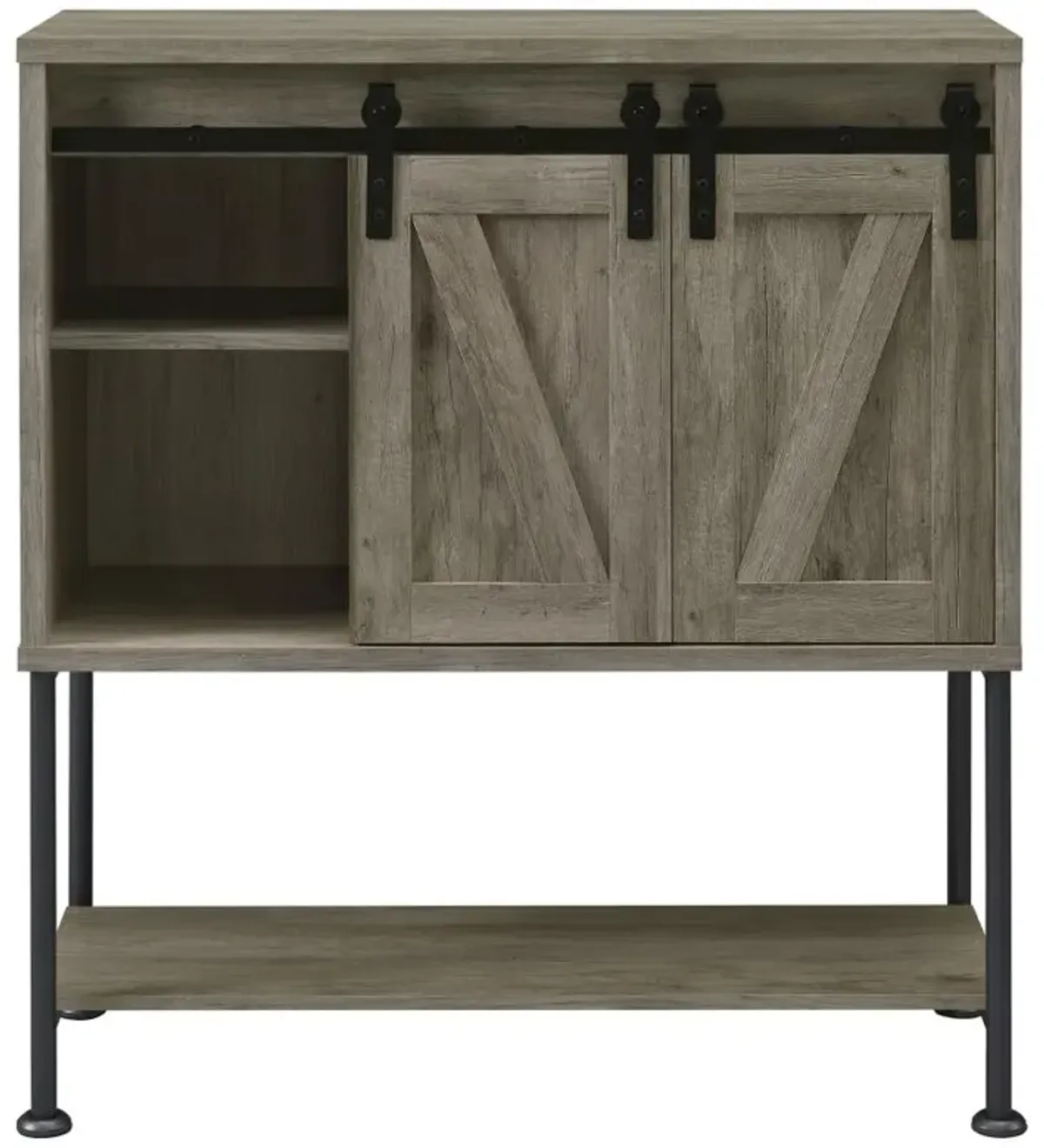 Claremont Sliding Door Bar Cabinet with Lower Shelf Grey Driftwood