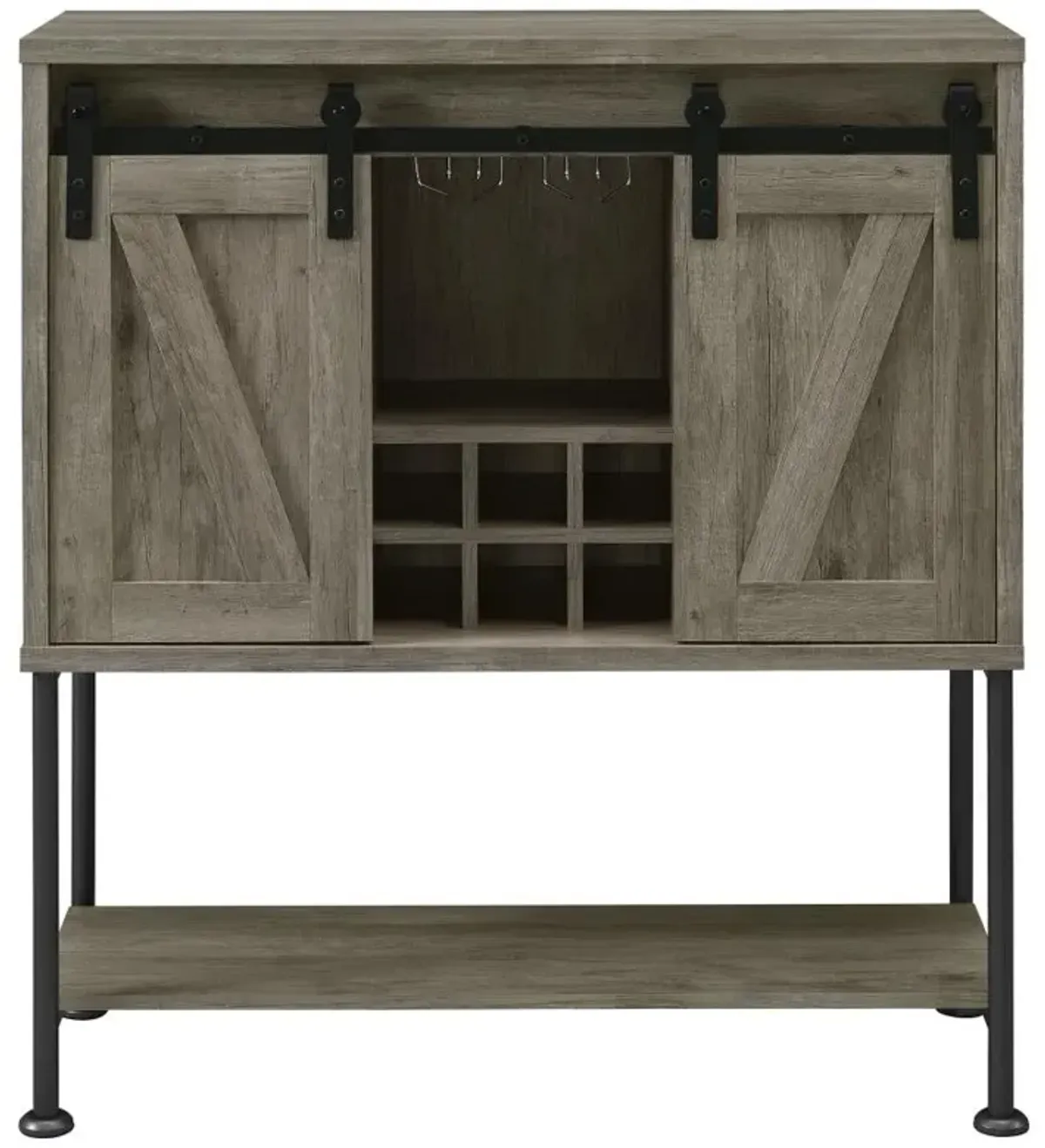 Claremont Sliding Door Bar Cabinet with Lower Shelf Grey Driftwood