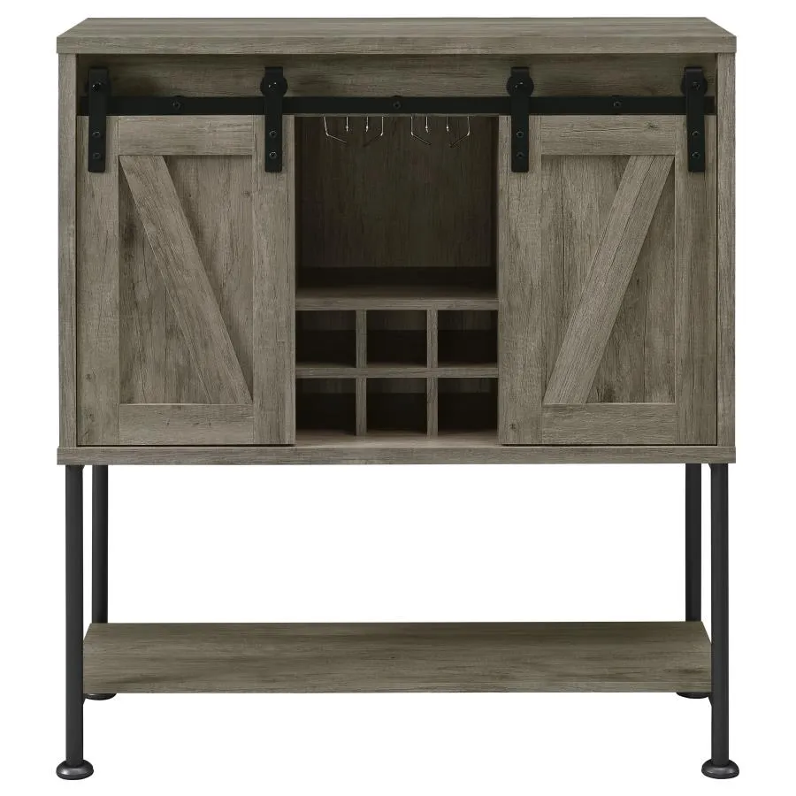 Claremont Sliding Door Bar Cabinet with Lower Shelf Grey Driftwood