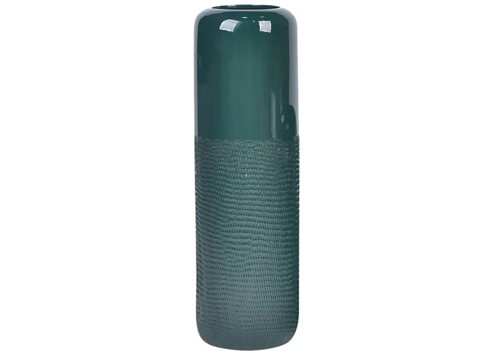 Cer, 18"h Grooved Vase, Forest Green