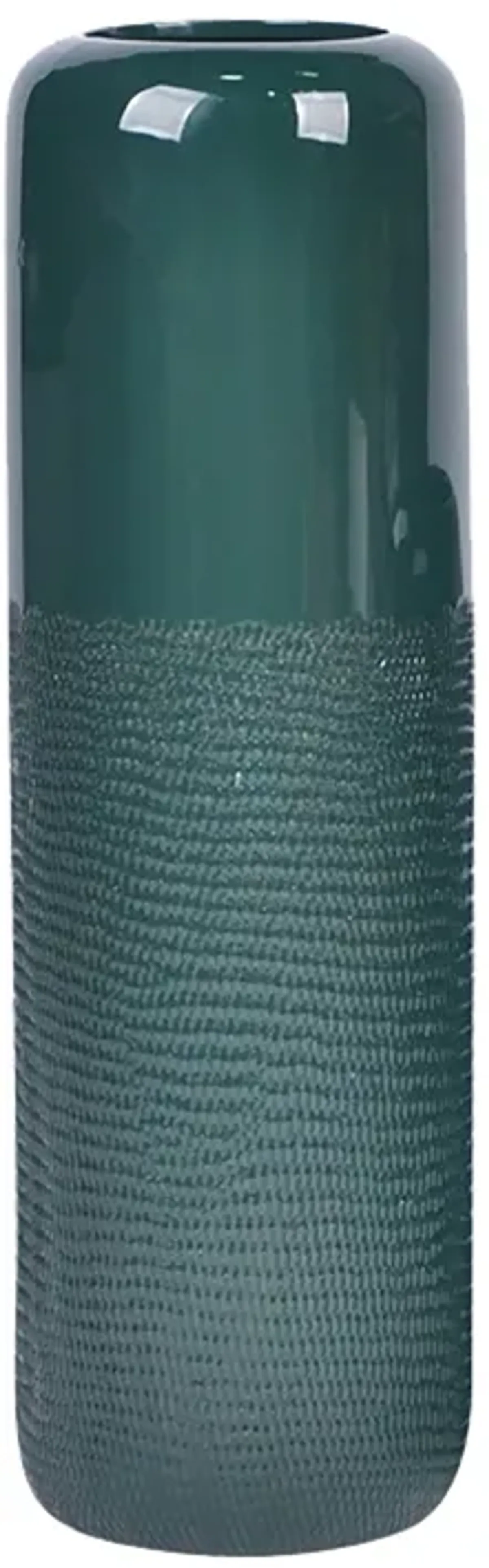 Cer, 18"h Grooved Vase, Forest Green