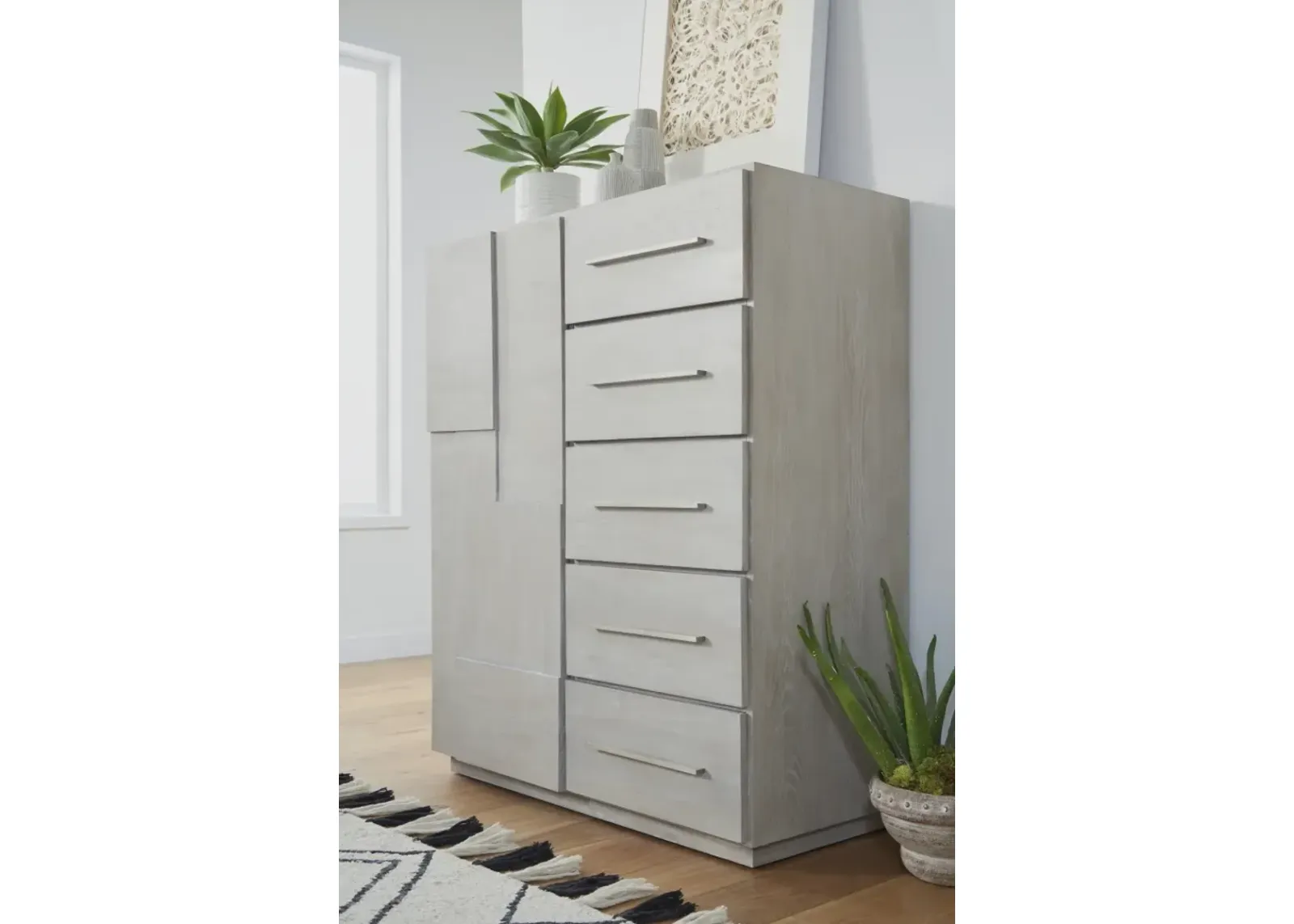 Destination Five Drawer One Door Sweater Chest in Cotton Grey (2024)