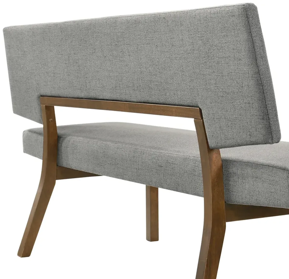Channell Wood Dining Bench in Walnut Finish with Charcoal Fabric