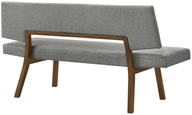 Channell Wood Dining Bench in Walnut Finish with Charcoal Fabric