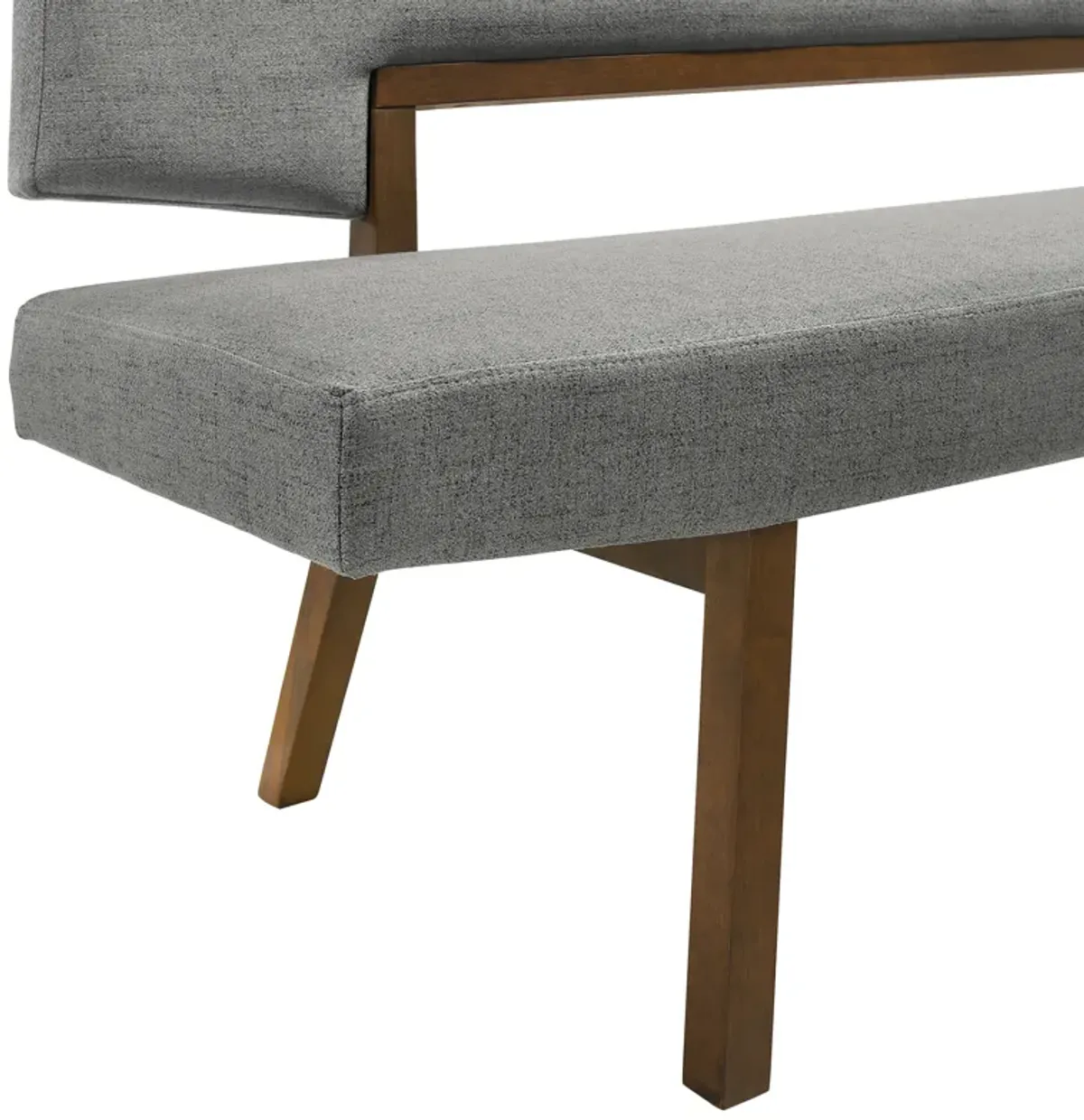 Channell Wood Dining Bench in Walnut Finish with Charcoal Fabric