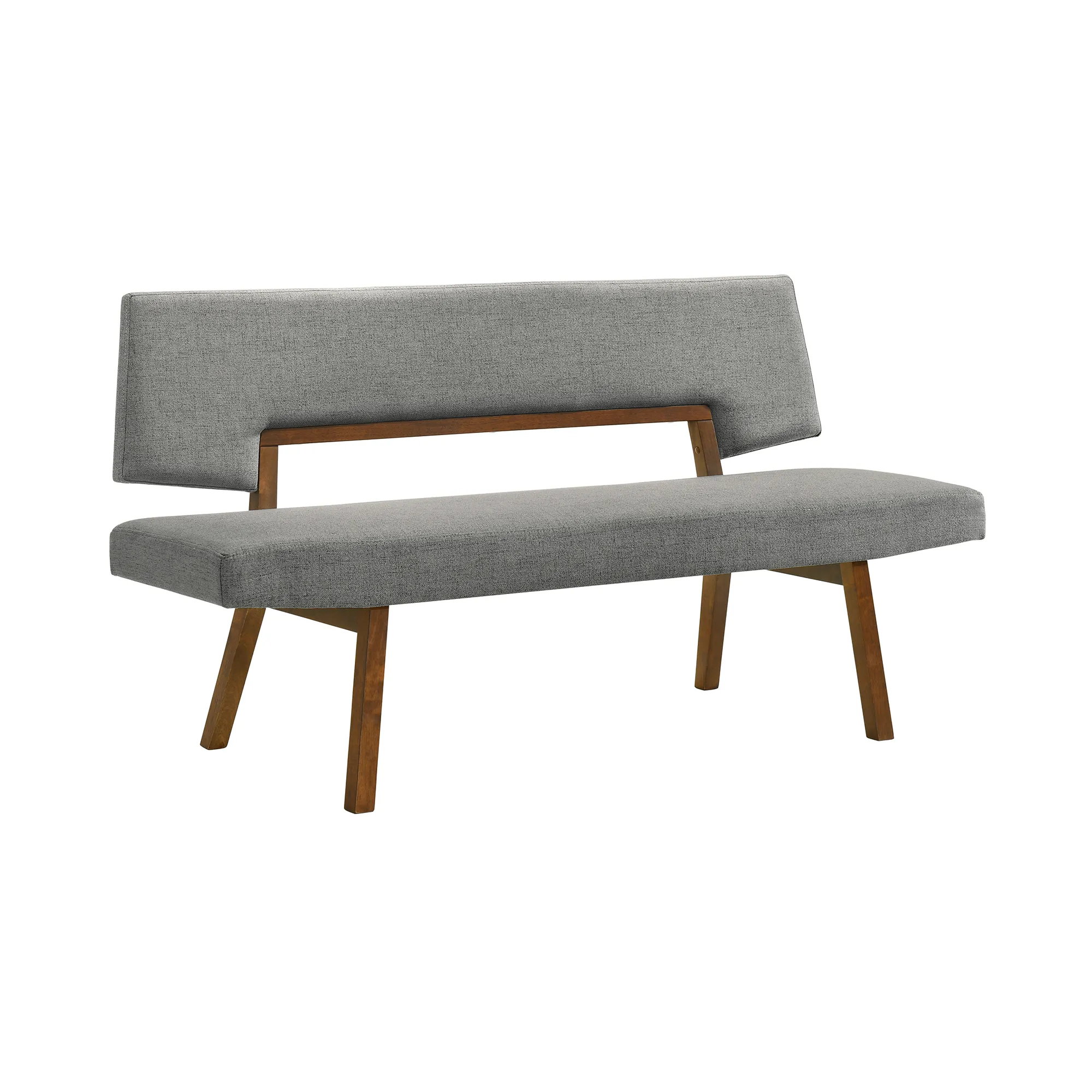 Channell Wood Dining Bench in Walnut Finish with Charcoal Fabric