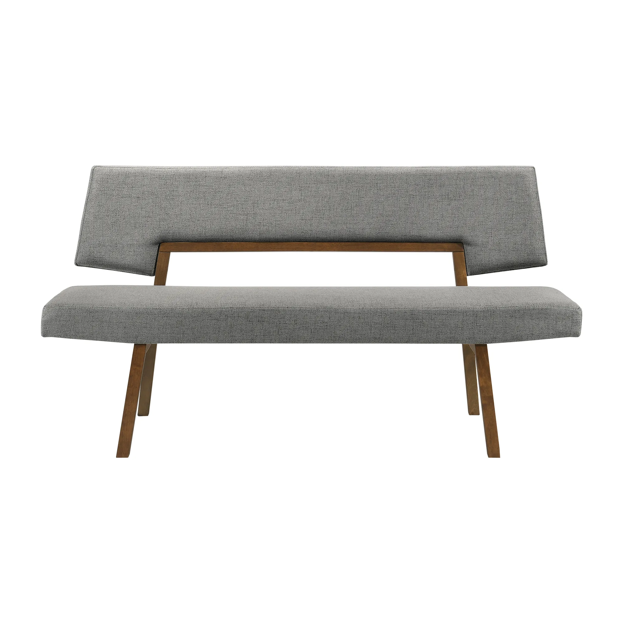 Channell Wood Dining Bench in Walnut Finish with Charcoal Fabric