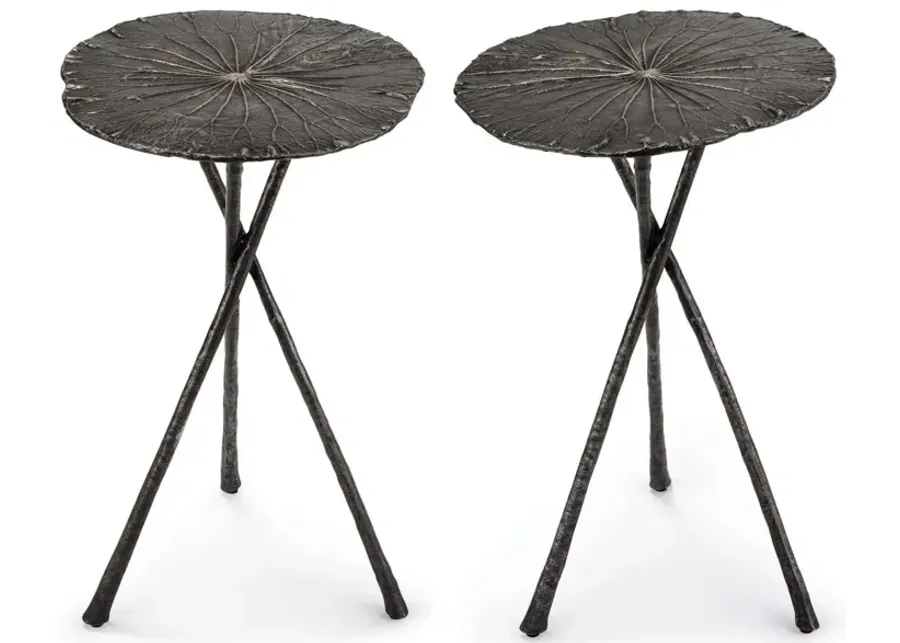 Lotus Table Small (Set of 2) Dark Nickel