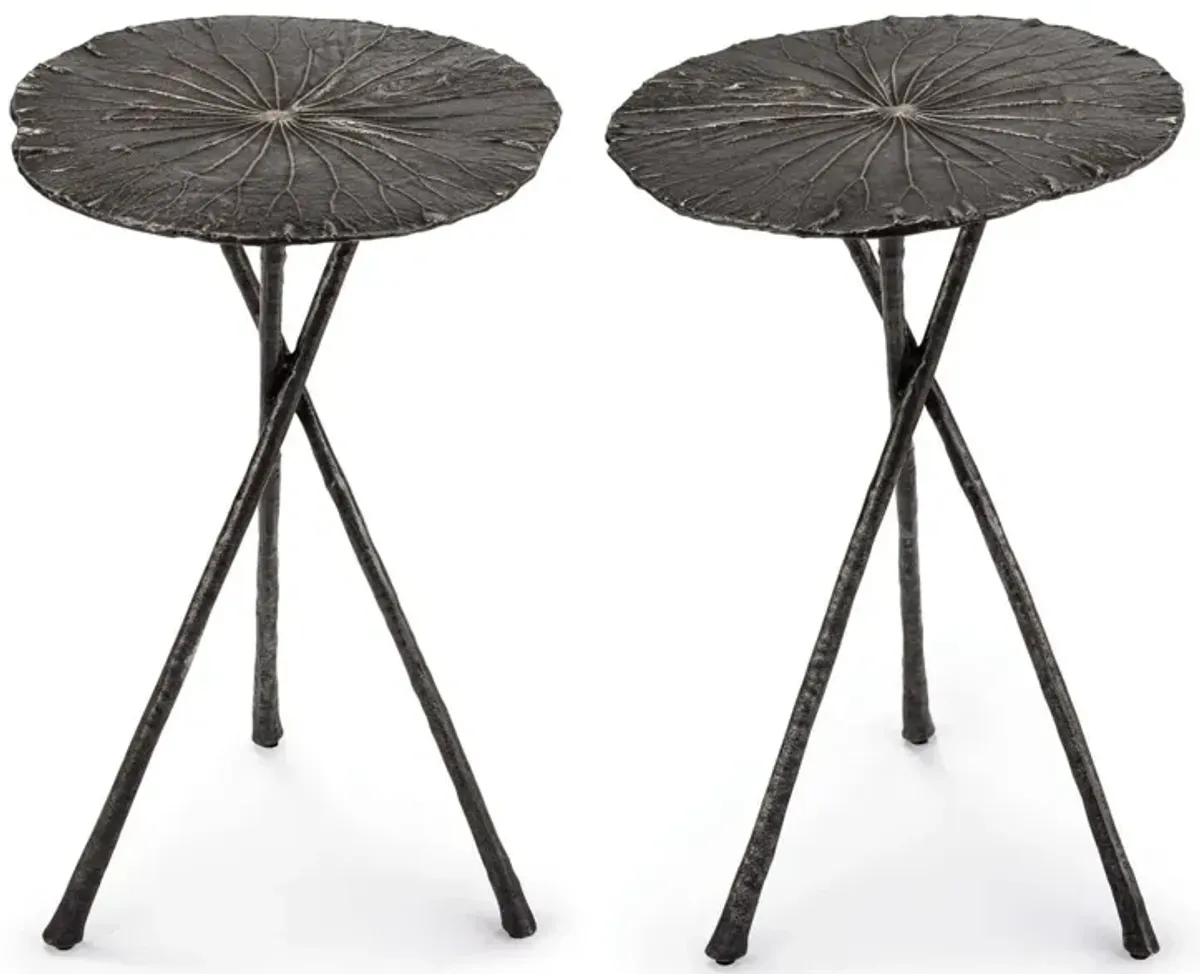 Lotus Table Small (Set of 2) Dark Nickel