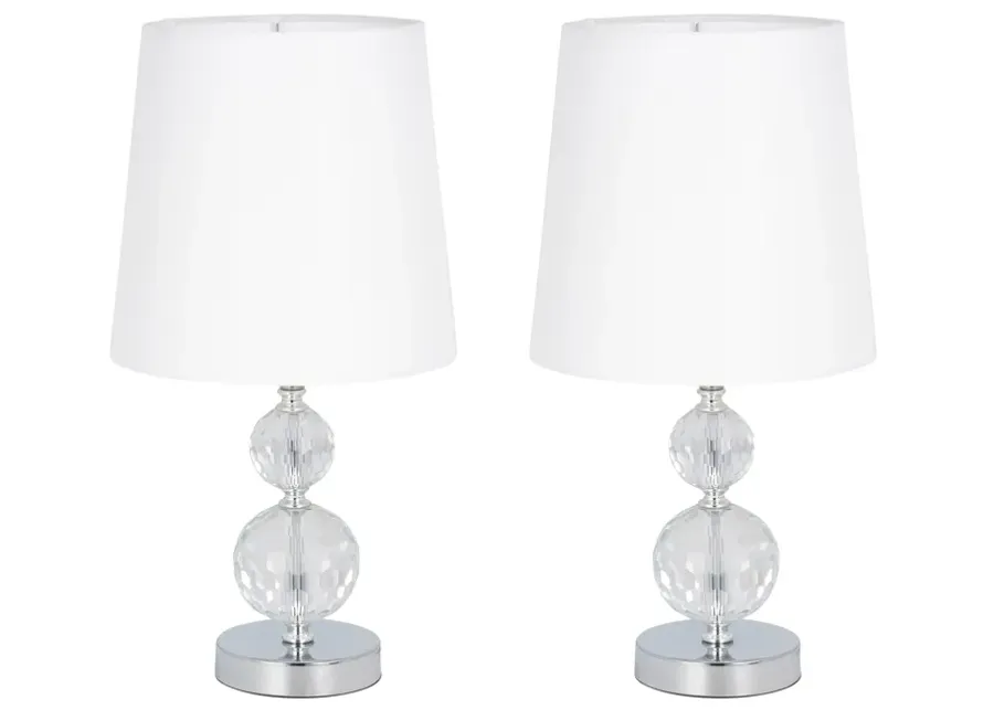 S/2 Crystal 19" Faceted Table Lamp, Silver - Set of 2