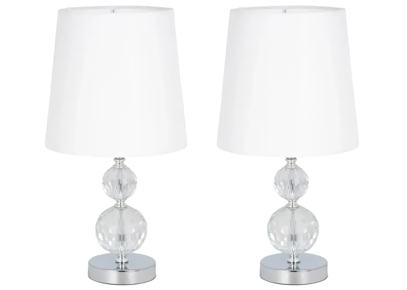 S/2 Crystal 19" Faceted Table Lamp, Silver - Set of 2