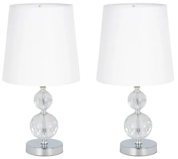 S/2 Crystal 19" Faceted Table Lamp, Silver - Set of 2
