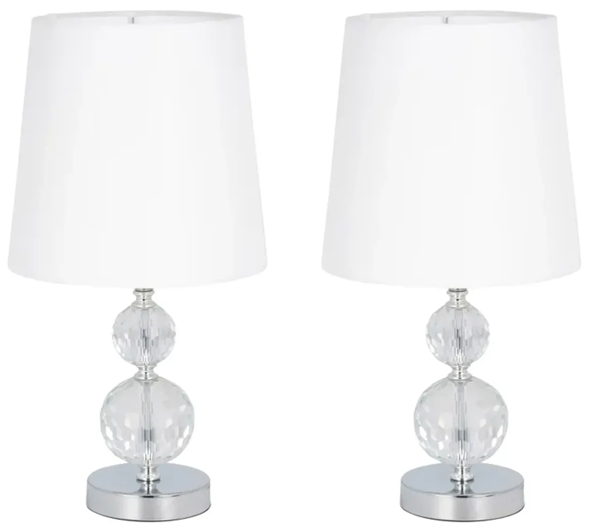 S/2 Crystal 19" Faceted Table Lamp, Silver - Set of 2