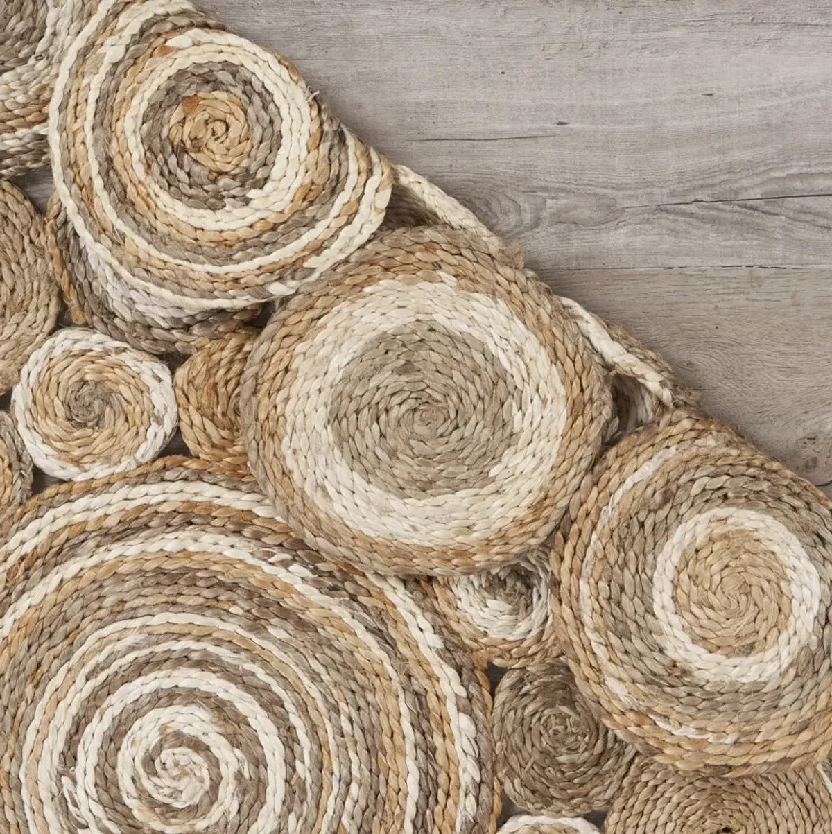 Nature Brown/ Ivory Contemporary Geometric Organic Jute Indoor Round Area Rug 6'