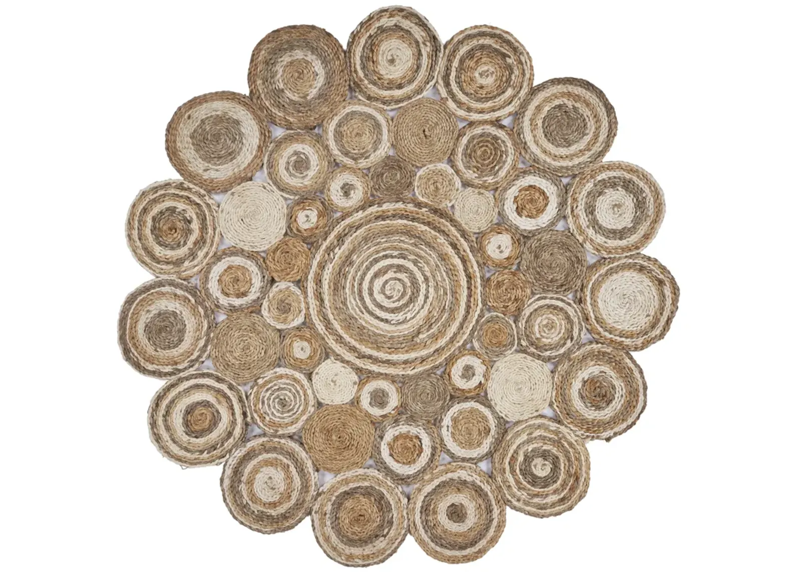 Nature Brown/ Ivory Contemporary Geometric Organic Jute Indoor Round Area Rug 6'