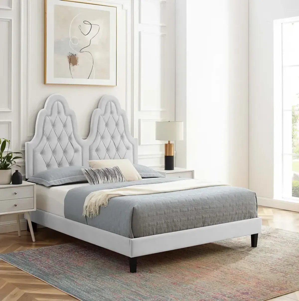 Alexandria Tufted Performance Velvet Twin Platform Bed