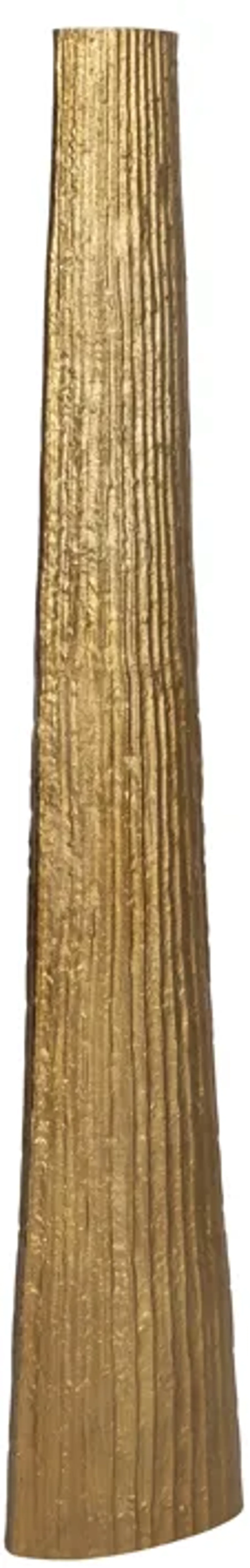 Metal, 58" Ribbed Floor Vase, Gold