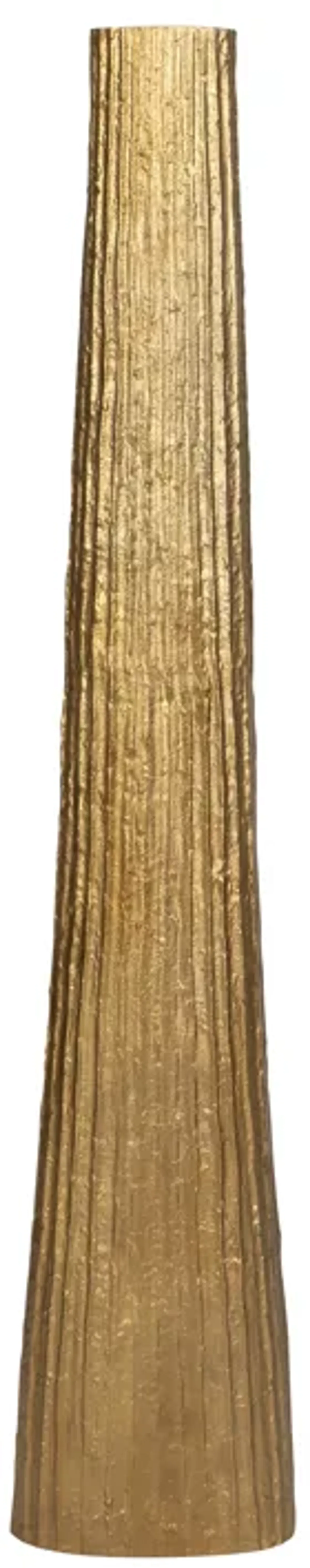 Metal, 58" Ribbed Floor Vase, Gold