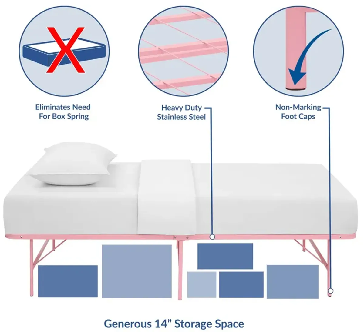 Horizon Twin Stainless Steel Bed Frame