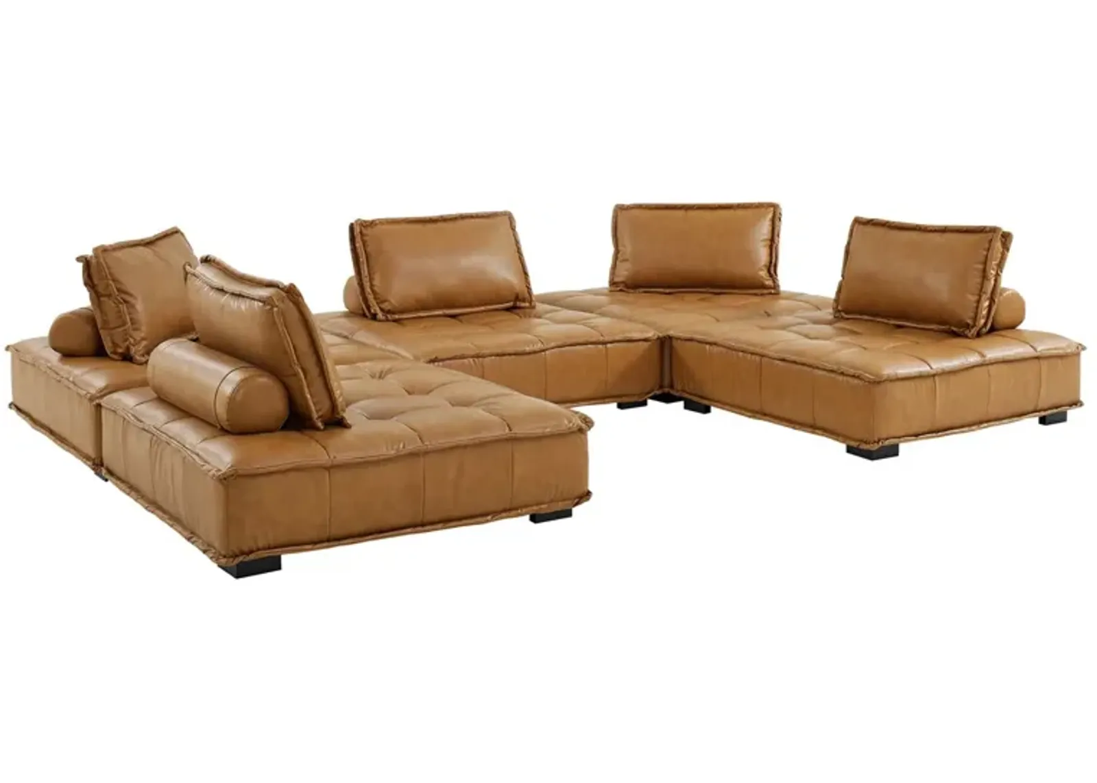 Saunter Tufted Vegan Leather Vegan Leather 5-Piece Sectional Sofa