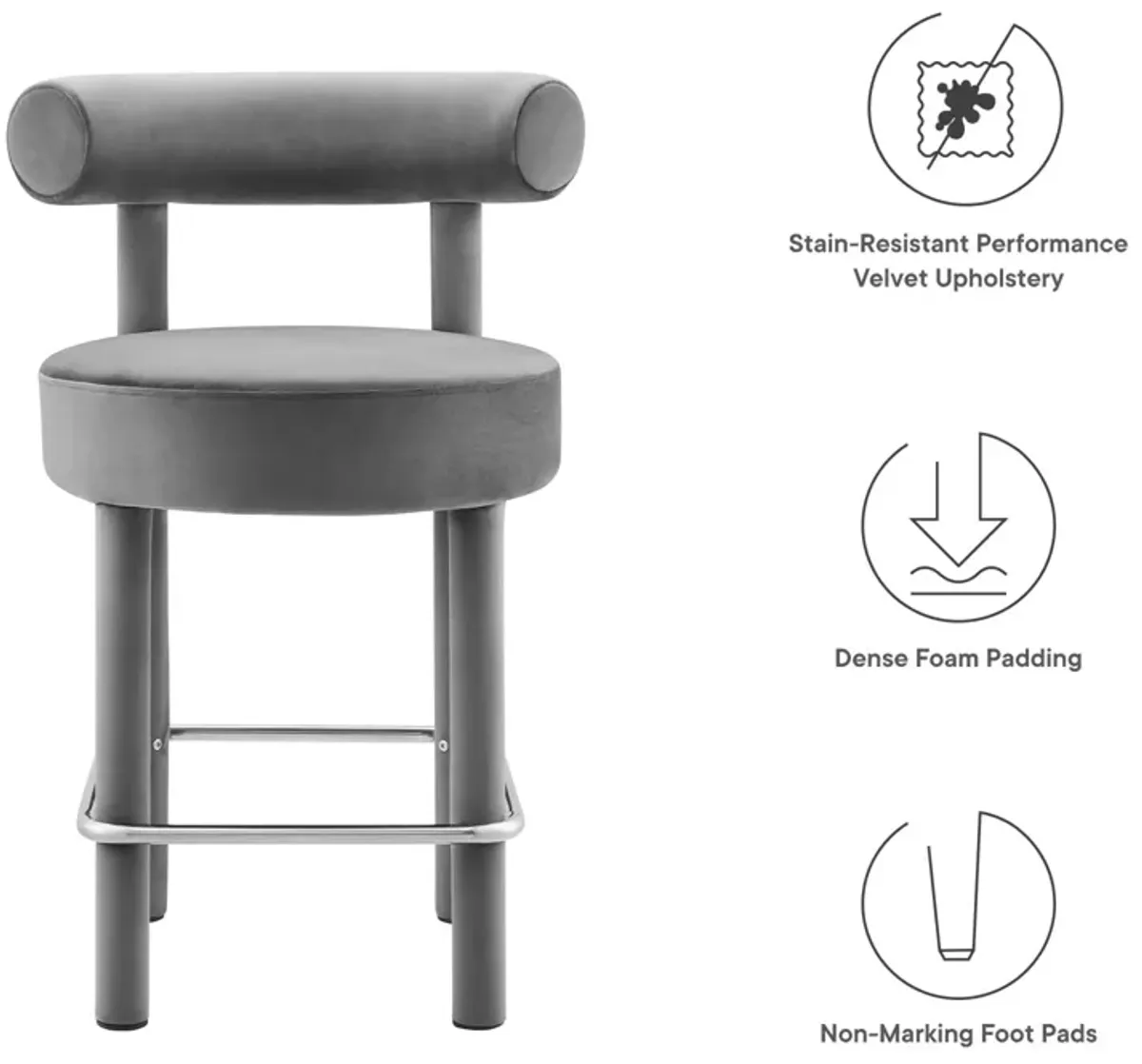 Toulouse Performance Velvet Counter Stool