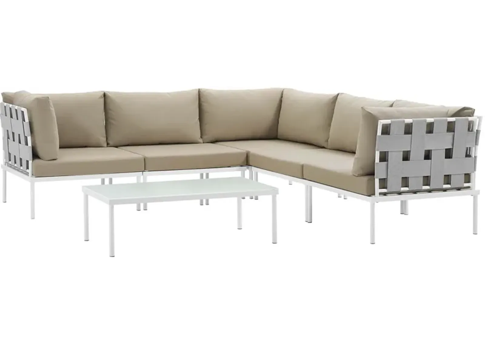 Harmony 6 Piece Outdoor Patio Aluminum Sectional Sofa Set