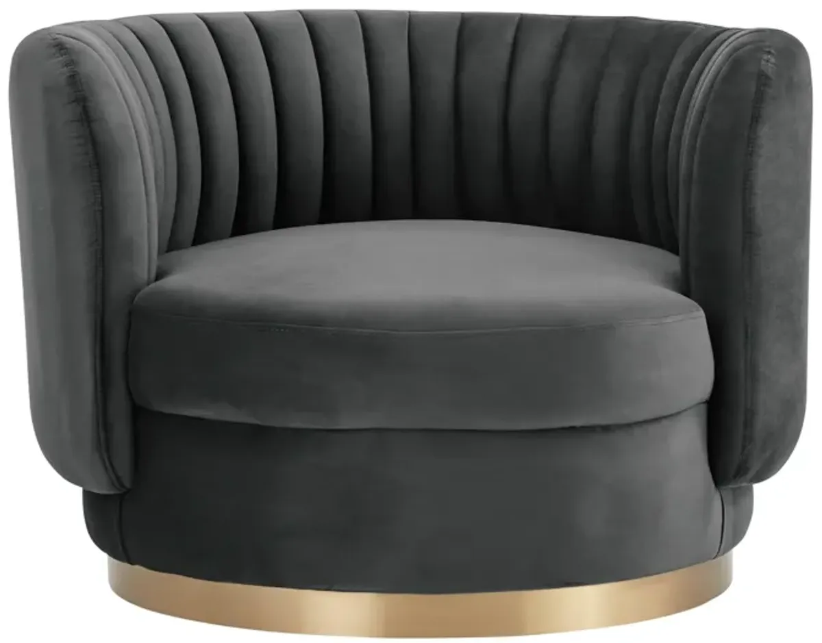 Davy Dark Gray Velvet Swivel Accent Chair